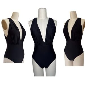 3 SWIMSUITS Size XS - One-Piece Plunge - Sea Angel Black